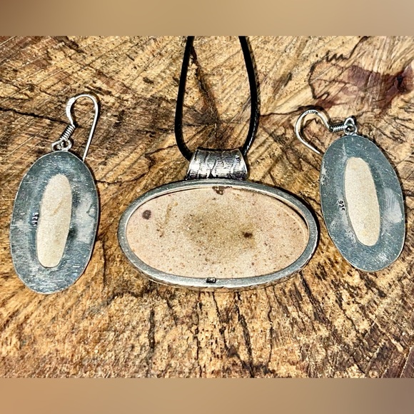 Manganese German Dendrite Pendant & Earrings Set - Picture 5 of 6